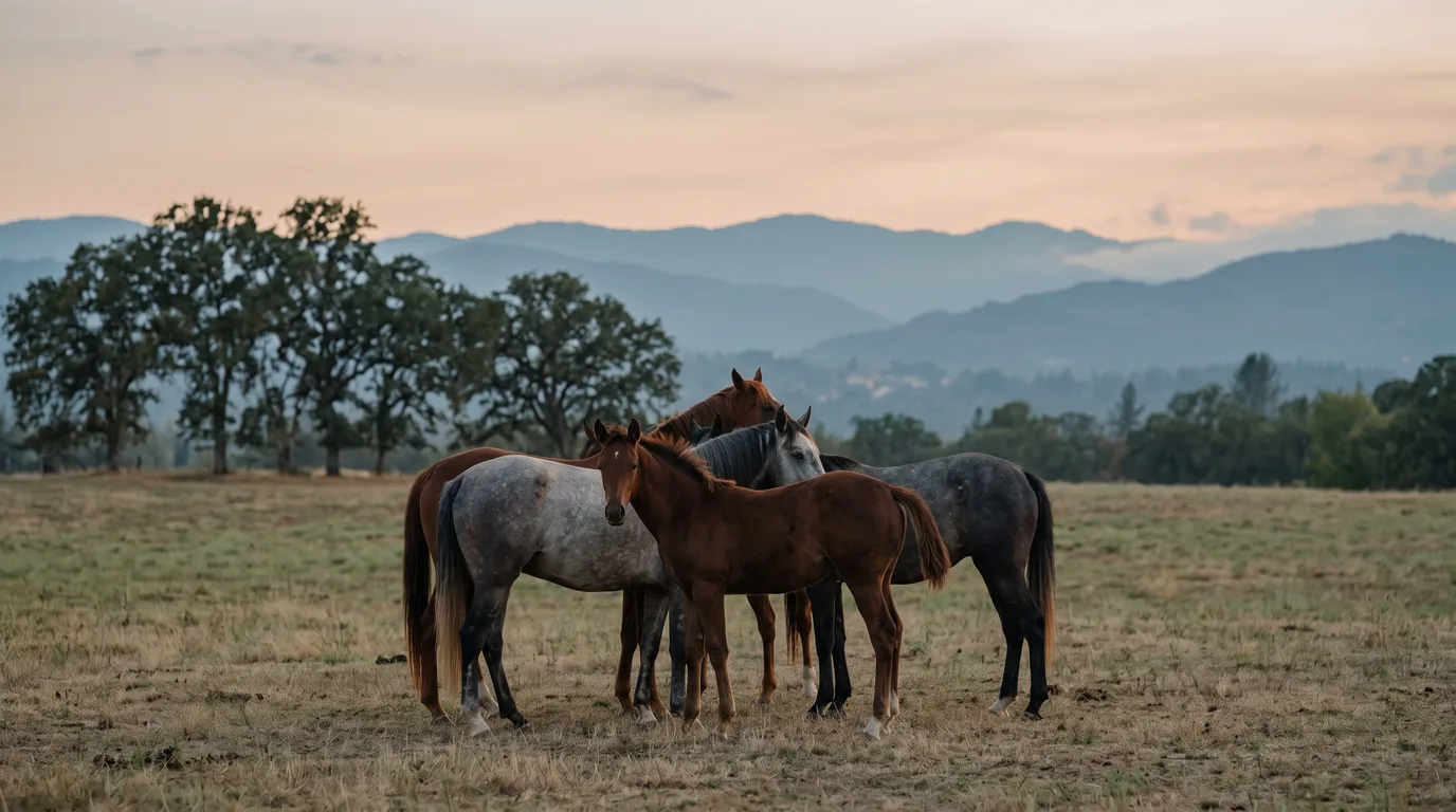 Chevaux en liberté, Les Écuries des Marais, Rhône